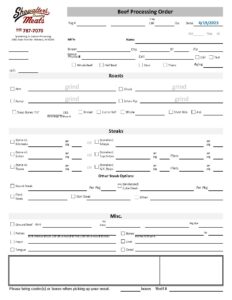 Meat Order Guide.pdf Beef Cut sheet April 2023 | Showalter's Country Meats