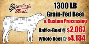 1300 LB Grain Fed Beef Price. Whole beef at $4134, half a beef at $2067